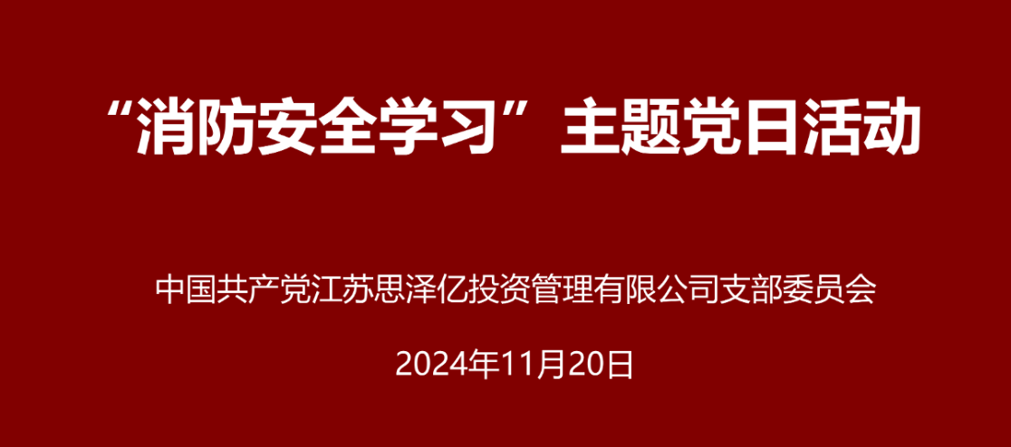 江苏思泽亿党支部成功举办“消防安全学习”主题党日活动