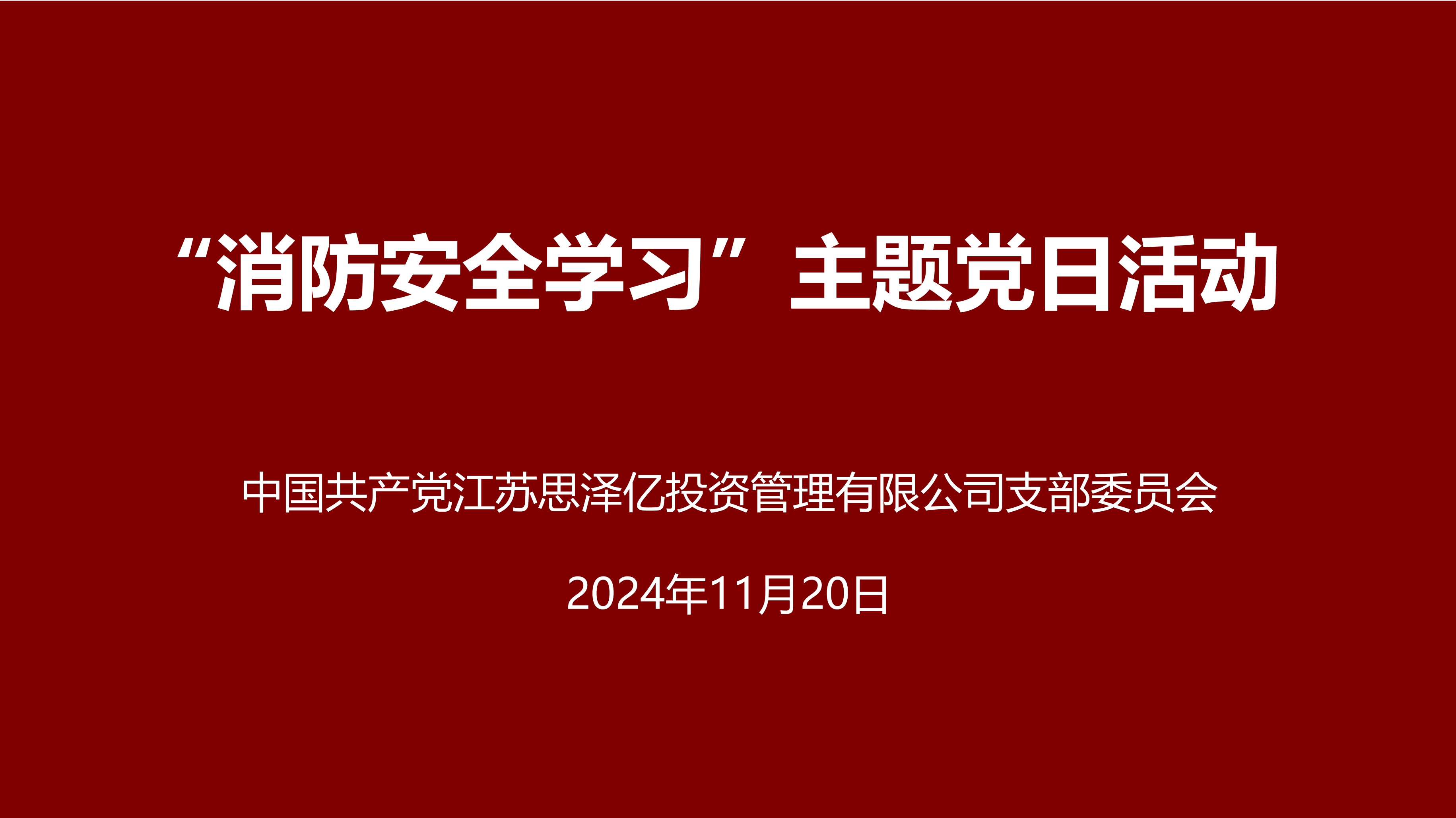 江苏思泽亿党支部成功举办“消防安全学习”主题党日活动